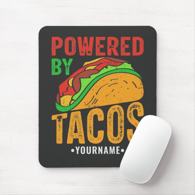 Powered By Tacos Mexican Food Lover Mouse Mat (With Mouse)