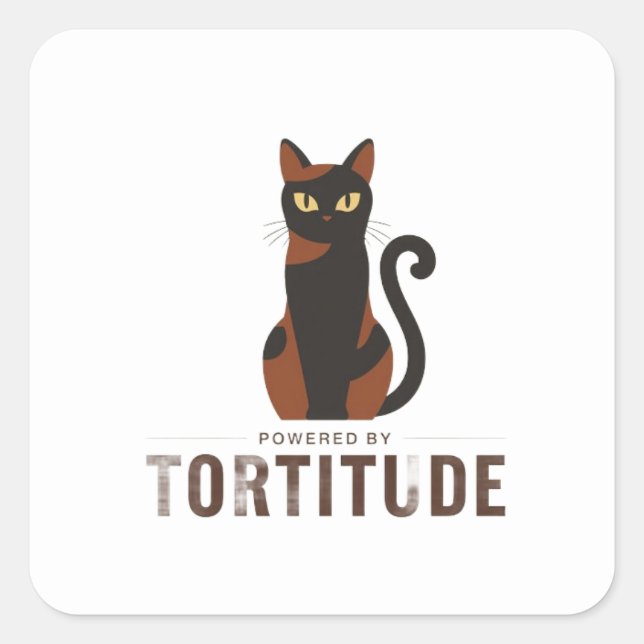 Powered by Tortitude Funny Cat Sticker (Front)