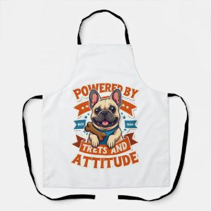 Powered By Treats And Attitude French Bulldog Vint Apron