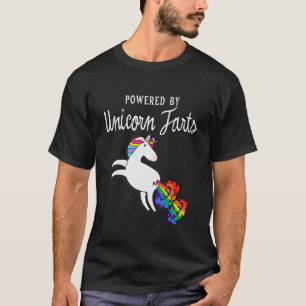 Powered By Unicorn Farts  Rainbow Unicorn Farting  T-Shirt