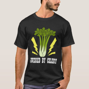 Powered by Vegetables Ironic Leek Celery Quote T-Shirt