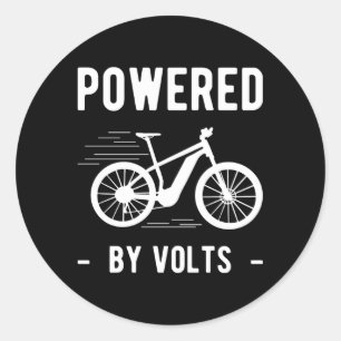 Powered By Volts Electric Bicycle E-Bike Classic Round Sticker