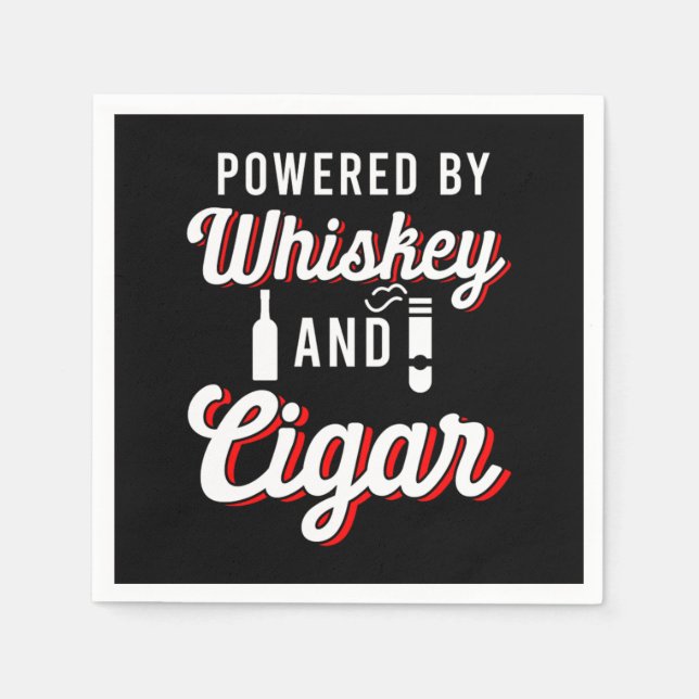Powered By Whiskey Cigar Smoker Tobacco Humidor Gi Napkin (Front)