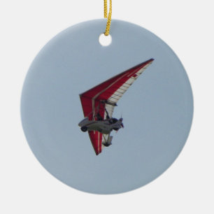 Powered hang glider ceramic tree decoration