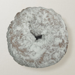 Powered sugar doughnut round cushion