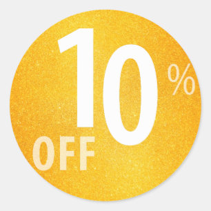 Powerful 10% OFF SALE Sign   Orange Glitter Classic Round Sticker