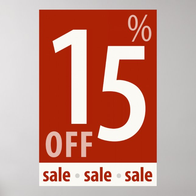 Powerful 15% OFF SALE Sign - retail sales poster (Front)