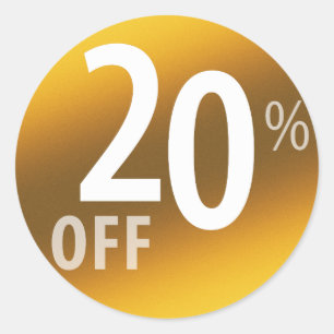 Powerful 20% OFF SALE Sign   Gold Classic Round Sticker