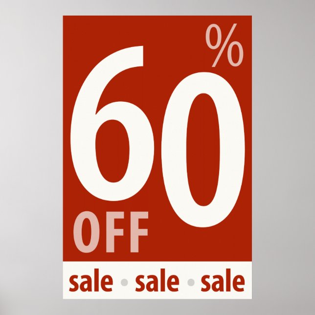 Powerful 60% OFF SALE Sign - retail sales poster (Front)
