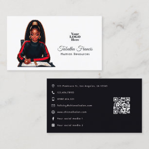 Powerful Afro Black Woman Boss Leadership Art Business Card