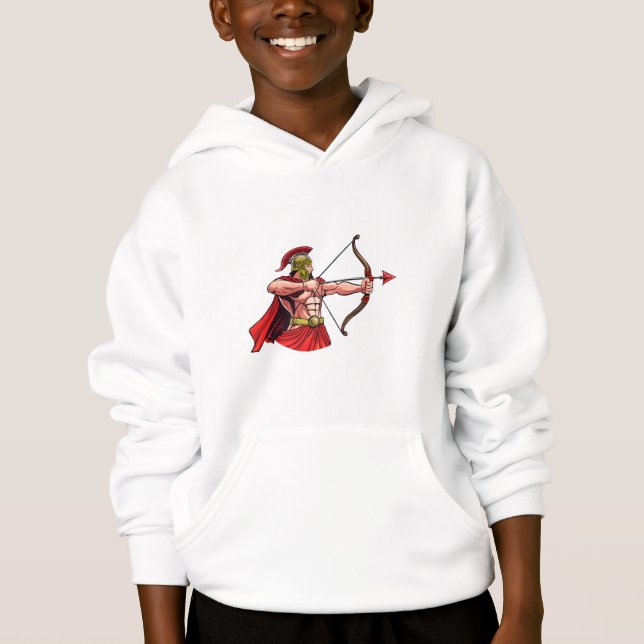 Powerful ancient warrior holding bow and arrow rea (Front)