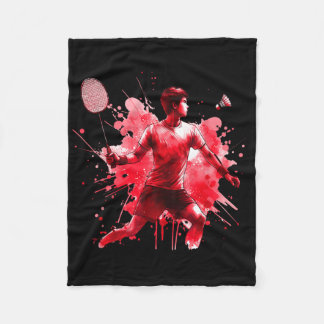 Powerful Badminton Player Red Splash Art  Fleece Blanket