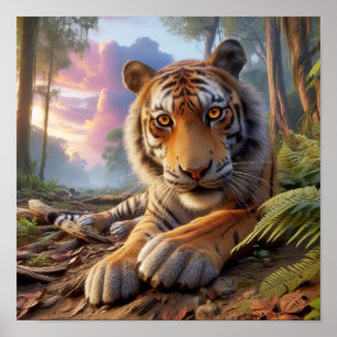 Powerful Bengal Tiger in the Wild Jungle Poster
