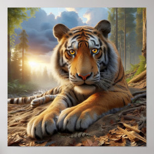 Powerful Bengal Tiger in the Wild Jungle Poster