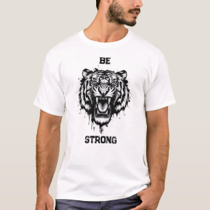 Powerful Black and White Artistic Roaring Tiger  T-Shirt