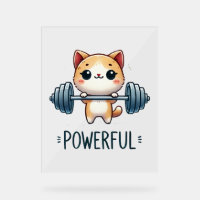 Powerful Cat Lifting Weights, Cute Gym Kitty Art