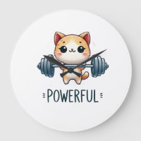 Powerful Cat Lifting Weights, Cute Gym Kitty Art