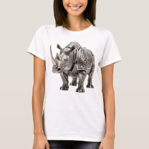 Powerful Celtic Silver Rhino with Intricate Knot P T-Shirt