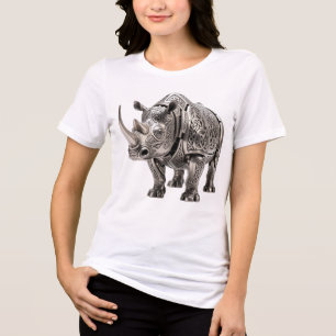 Powerful Celtic Silver Rhino with Intricate Knot P Tri-Blend Shirt