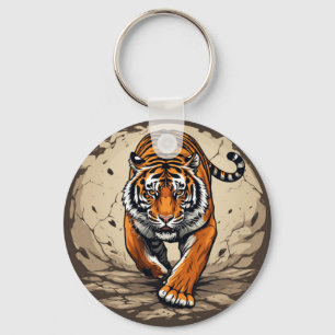 Powerful Charging Tiger Key Ring