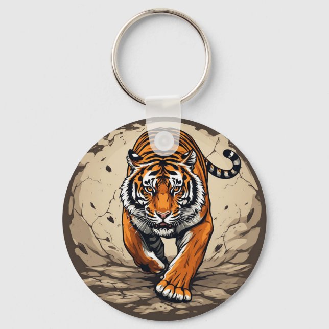 Powerful Charging Tiger Key Ring (Front)