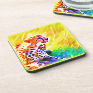 Powerful Cheetah Animal Painting. Buy Now Coaster