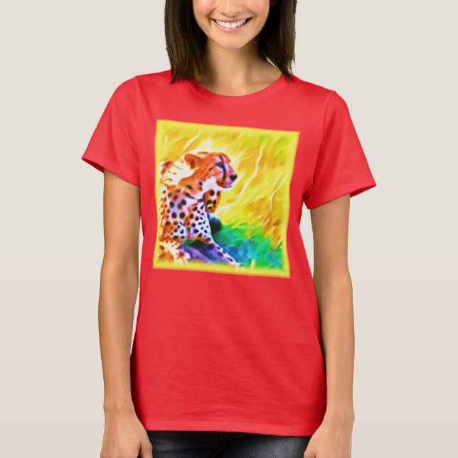 Powerful Cheetah Animal Painting. Buy Now T-Shirt (Front)