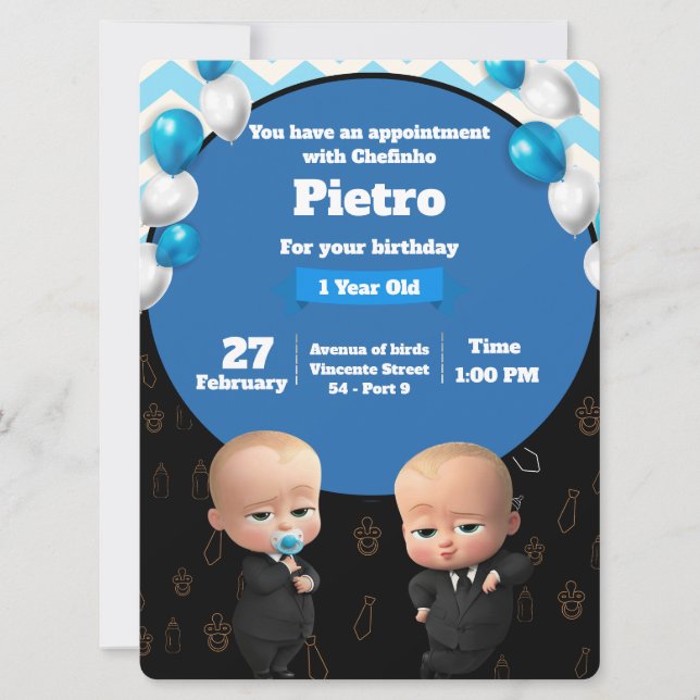 Powerful Chefinho Invitation - Party Birthday (Front)
