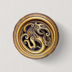 Powerful Dragon Oriental Present Decor Masculine 3 Cm Round Badge