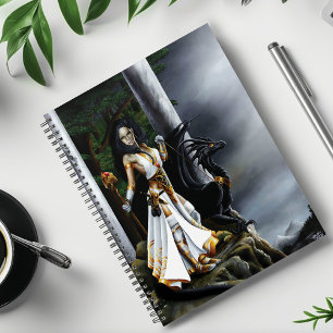 Powerful Fantasy Sorceress Black Dragon Guardian Planner