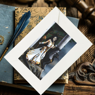 Powerful Fantasy Sorceress Black Dragon Guardian Rectangular Sticker