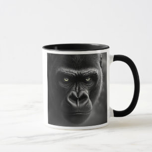 Powerful gorilla look with intense expression mug