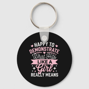 Powerful Karate Girl Statement Design Key Ring