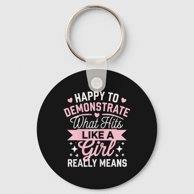 Powerful Karate Girl Statement Design  Key Ring (Front)