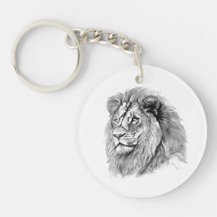Powerful Lion Portrait Key Ring