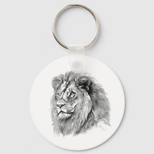 Powerful Lion Portrait Key Ring