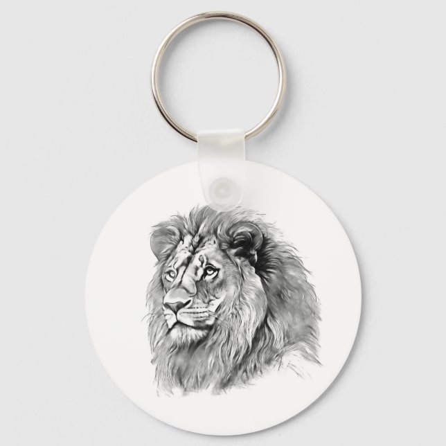 Powerful Lion Portrait Key Ring (Front)