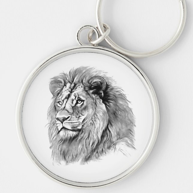 Powerful Lion Portrait Key Ring (Front)
