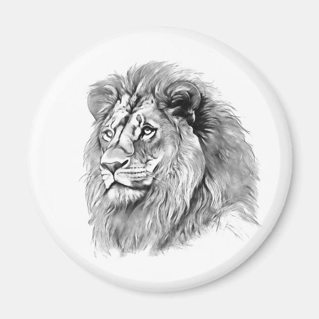 Powerful Lion Portrait Magnet (Front)