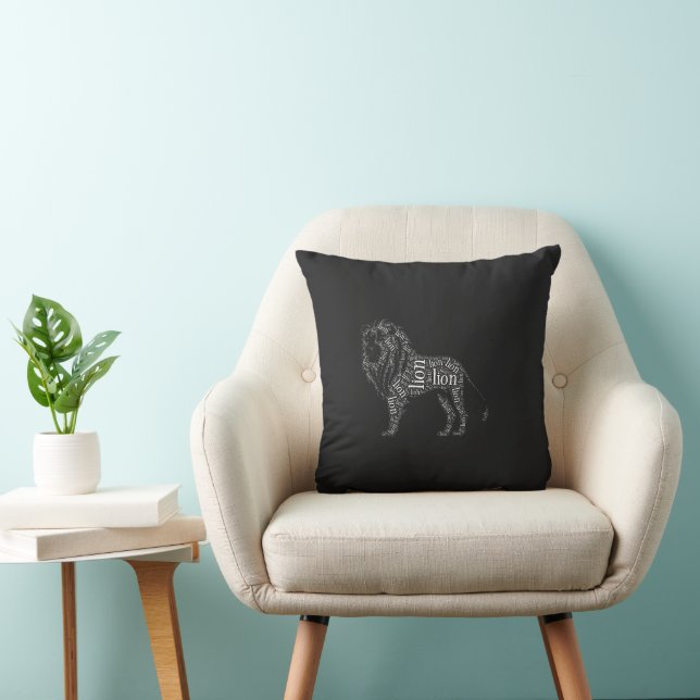 Powerful Lion Typography Design T-Shirt Cushion (Chair)