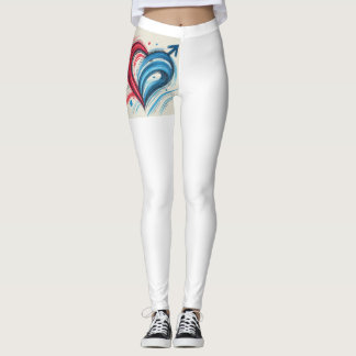 Powerful Love Heart Leggings – Dynamic Blue & Red 