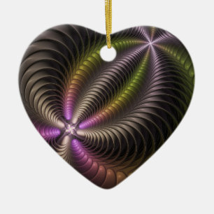Powerful Movement Colorful Abstract Fractal Art Ceramic Tree Decoration
