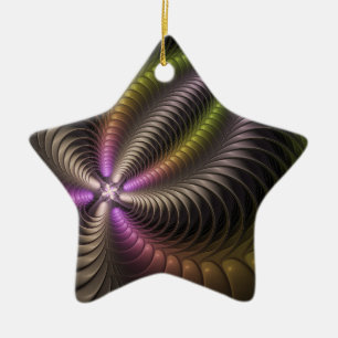 Powerful Movement Colorful Abstract Fractal Art Ceramic Tree Decoration