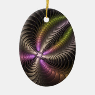 Powerful Movement Colorful Abstract Fractal Art Ceramic Tree Decoration