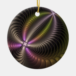 Powerful Movement Colorful Abstract Fractal Art Ceramic Tree Decoration