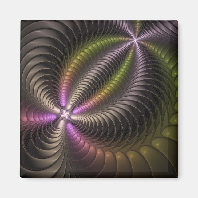 Powerful Movement Colorful Abstract Fractal Art Magnet (Front)