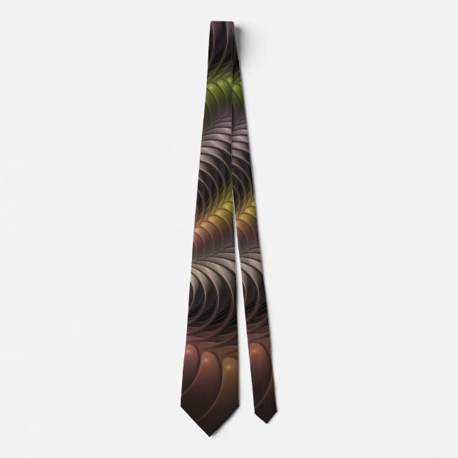 Powerful Movement Colorful Abstract Fractal Art Tie (Front)
