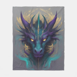 Powerful Mythical Dragon Head Fleece Blanket
