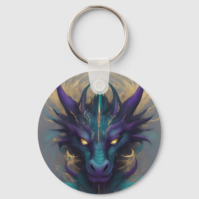 Powerful Mythical Dragon Head Key Ring (Front)