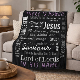 Powerful Name of Jesus Christian Fleece Blanket
